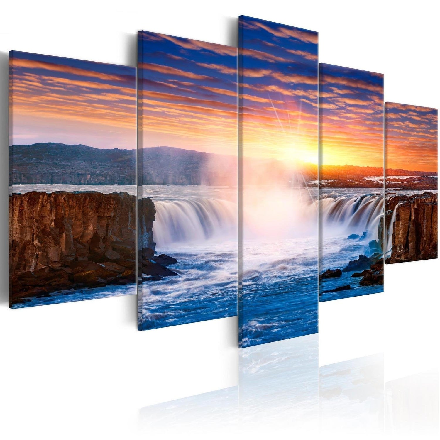 Stretched Canvas Landscape Art - Selfoss Waterfall, Iceland-Tiptophomedecor