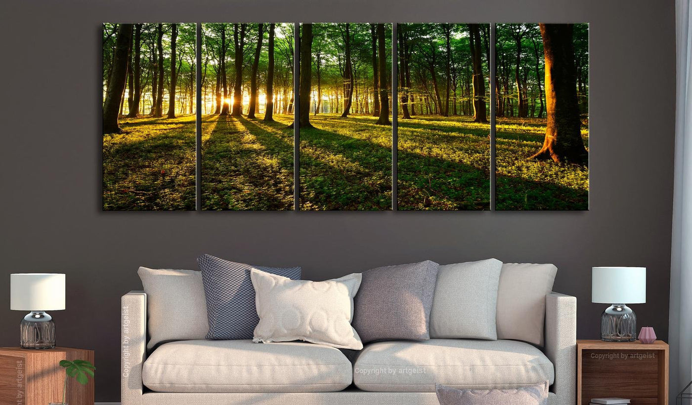Stretched Canvas Landscape Art - Shade Of Trees 5 Piece-Tiptophomedecor