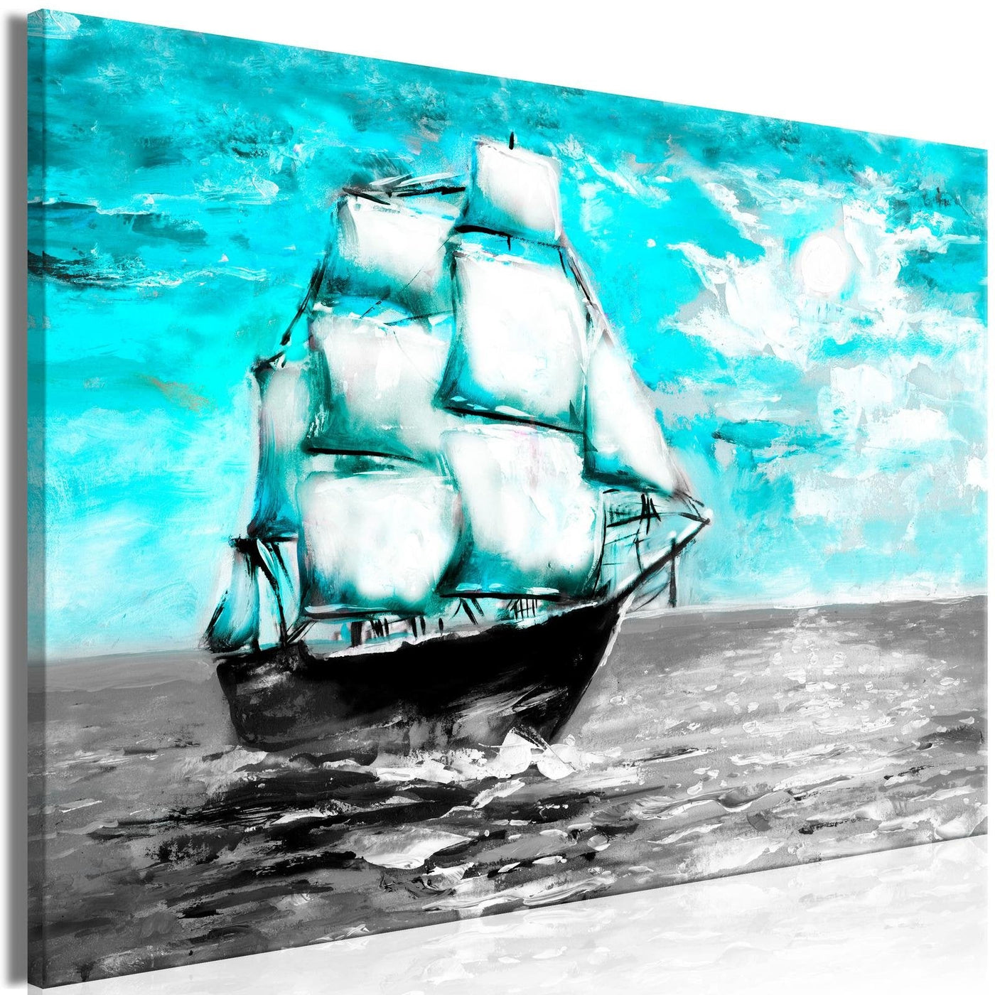 Stretched Canvas Landscape Art - Spring Cruise Wide Blue-Tiptophomedecor