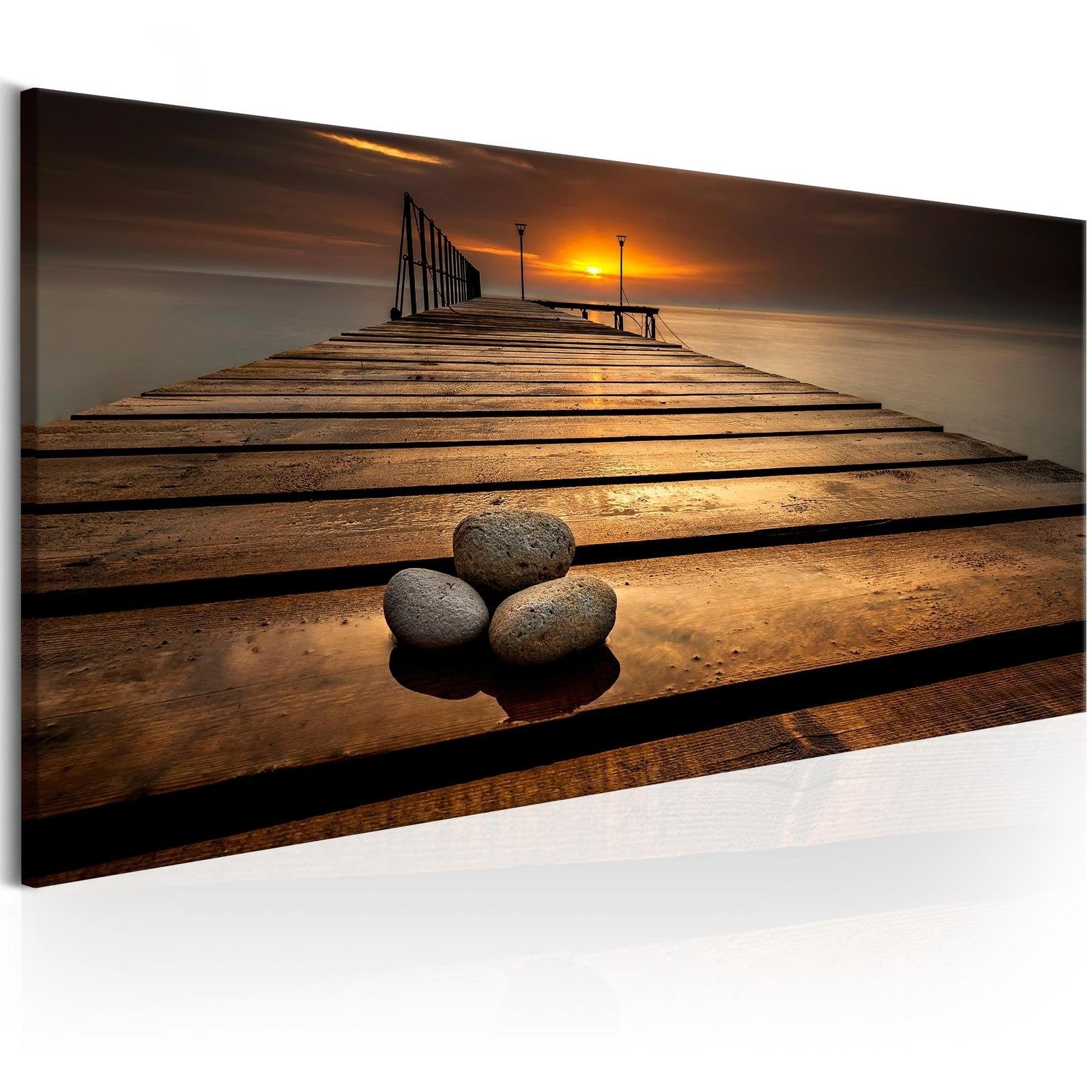 Stretched Canvas Landscape Art - Stones On The Pier-Tiptophomedecor