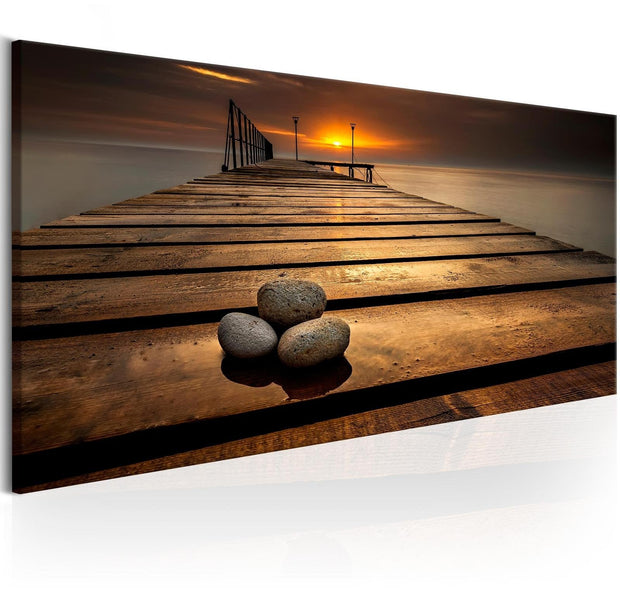 Stretched Canvas Landscape Art - Stones On The Pier-Tiptophomedecor