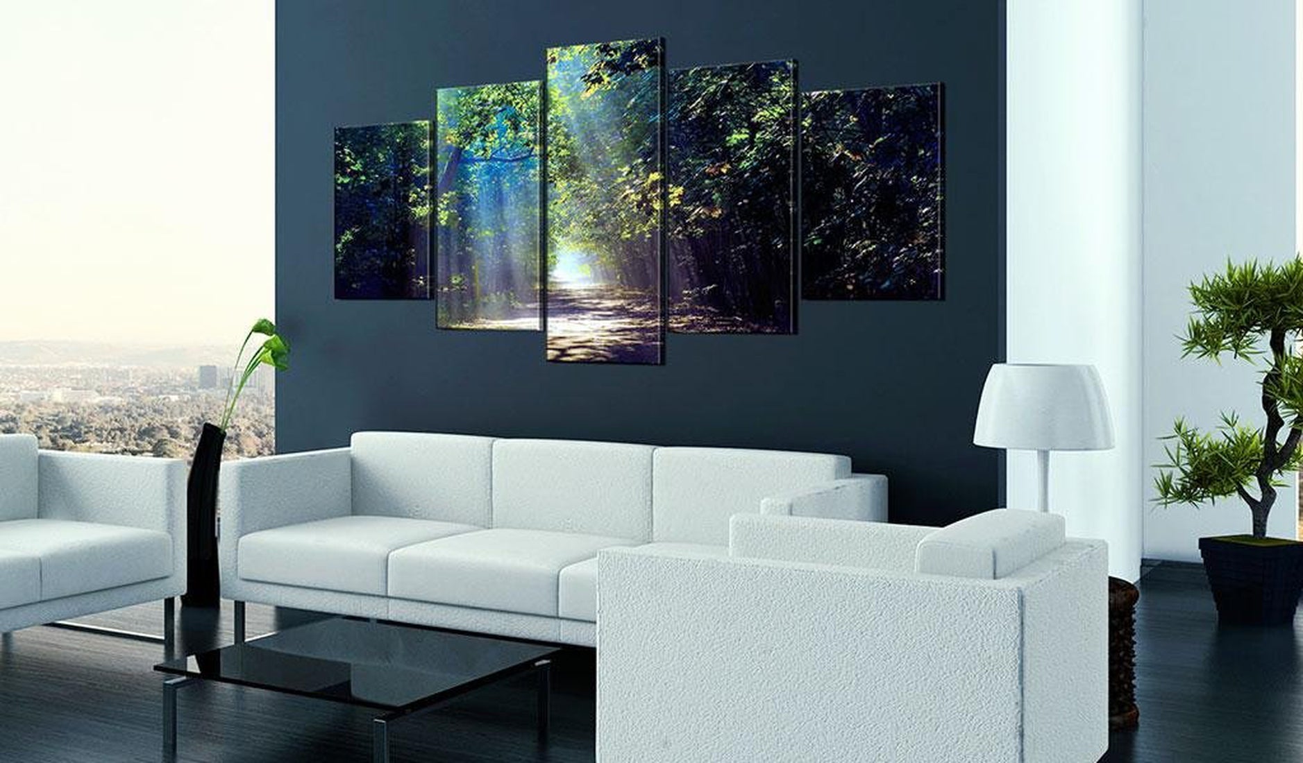 Stretched Canvas Landscape Art - Sunny Forest Path-Tiptophomedecor