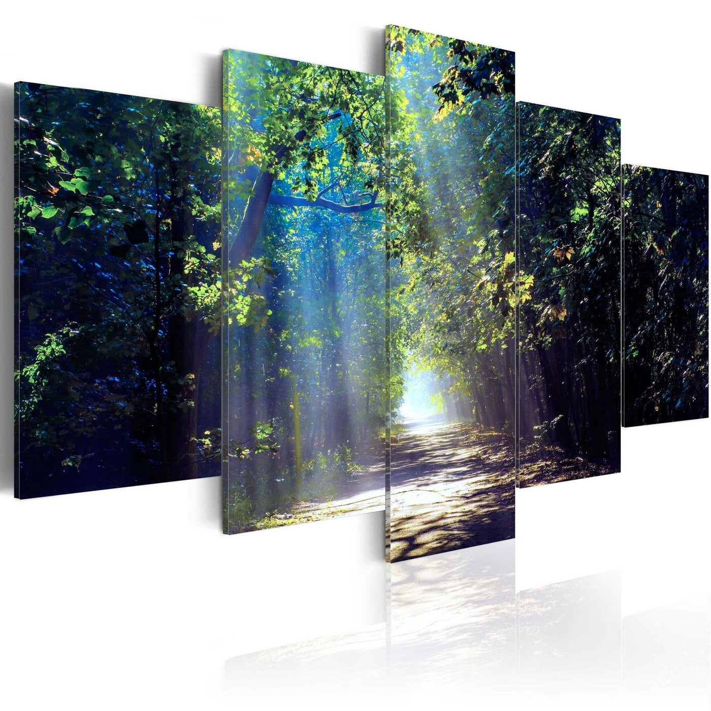 Stretched Canvas Landscape Art - Sunny Forest Path-Tiptophomedecor
