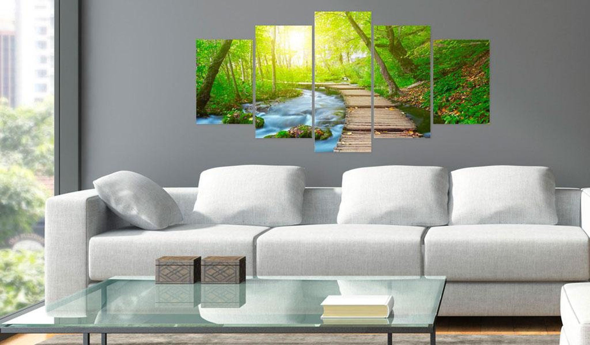 Stretched Canvas Landscape Art - Sunny Forest-Tiptophomedecor