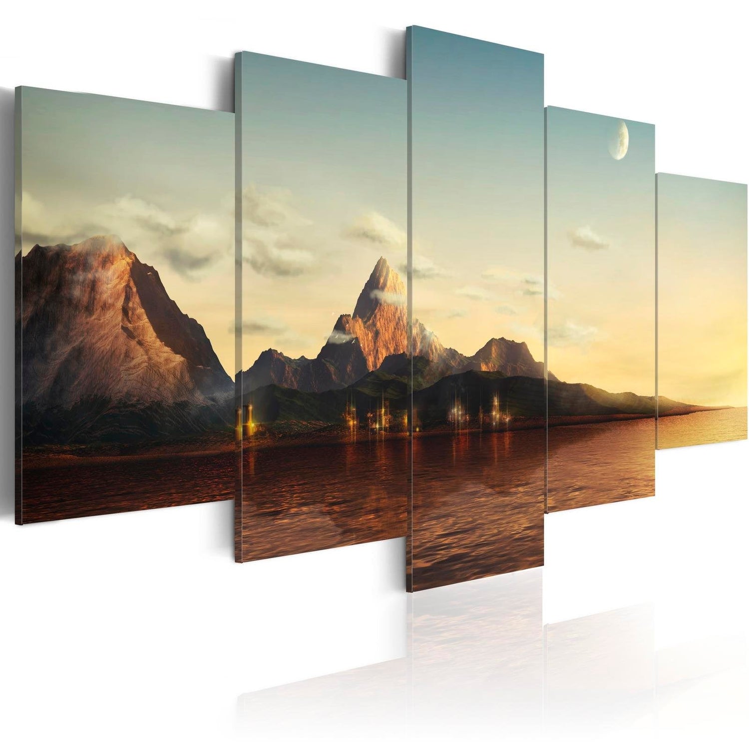 Stretched Canvas Landscape Art - Sunrise In The Mountains-Tiptophomedecor