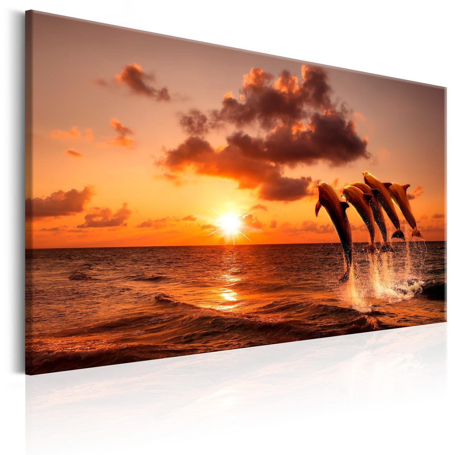 Stretched Canvas Landscape Art - The Dolphin's Dance-Tiptophomedecor