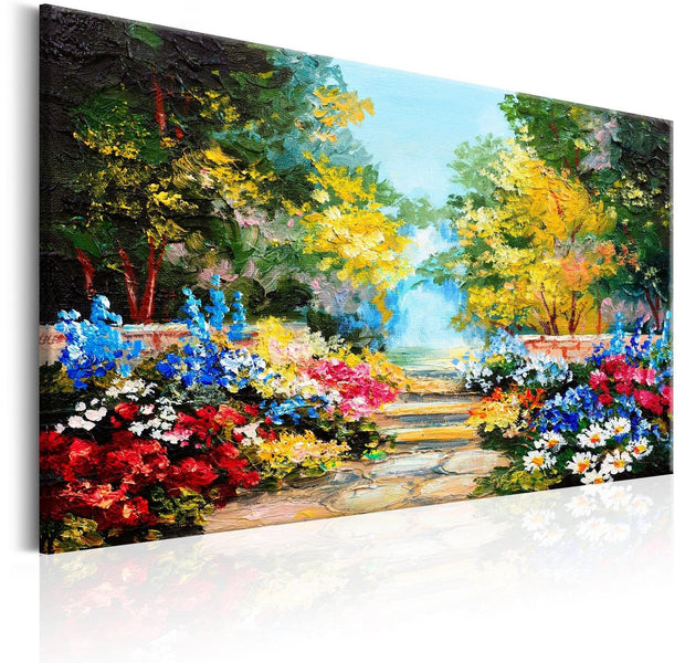 Stretched Canvas Landscape Art - The Flowers Alley-Tiptophomedecor