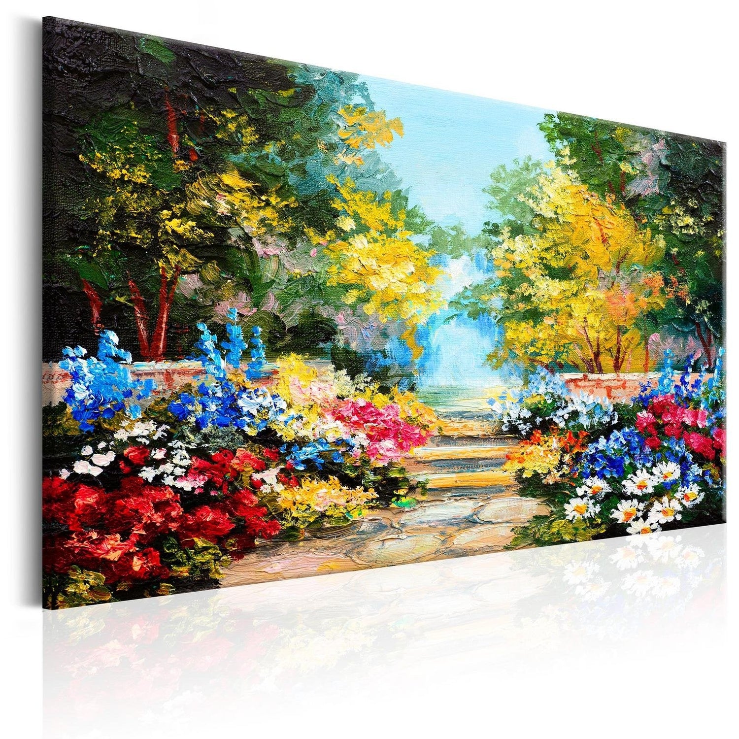 Stretched Canvas Landscape Art - The Flowers Alley-Tiptophomedecor