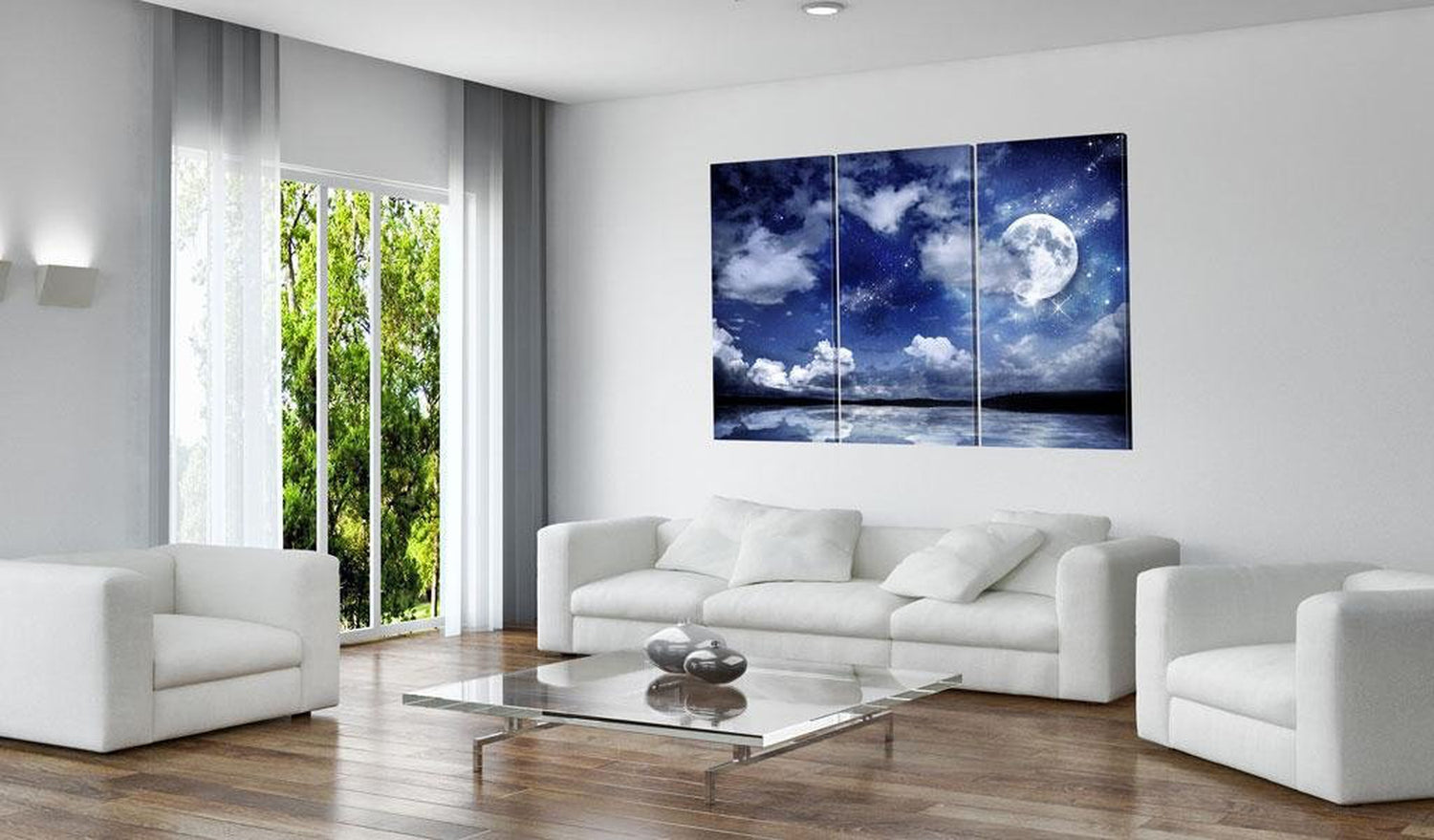 Stretched Canvas Landscape Art - The Sea At Night-Tiptophomedecor