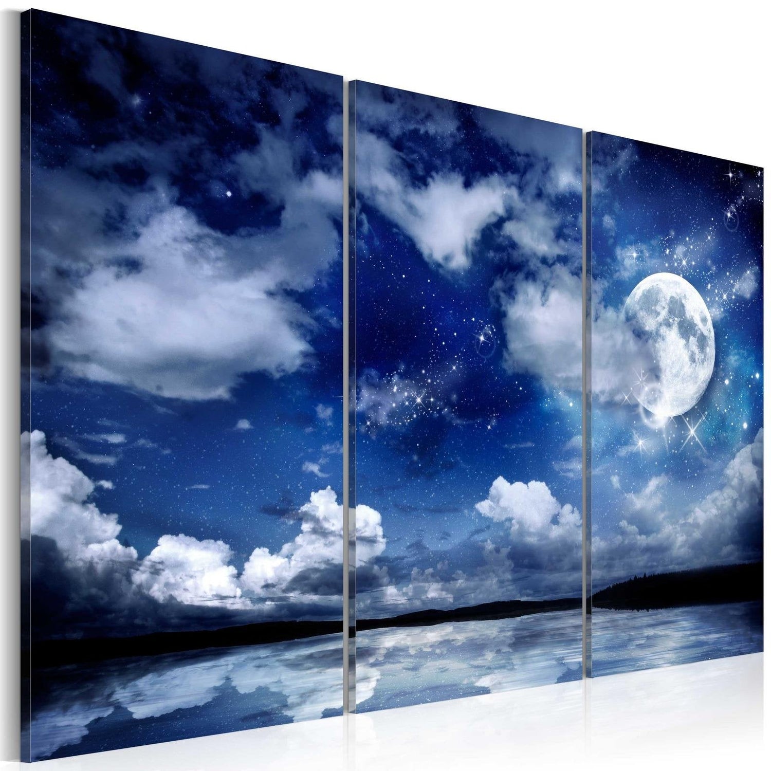 Stretched Canvas Landscape Art - The Sea At Night-Tiptophomedecor