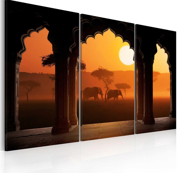 Stretched Canvas Landscape Art - The Tranquillity Of Africa 3 Piece-Tiptophomedecor