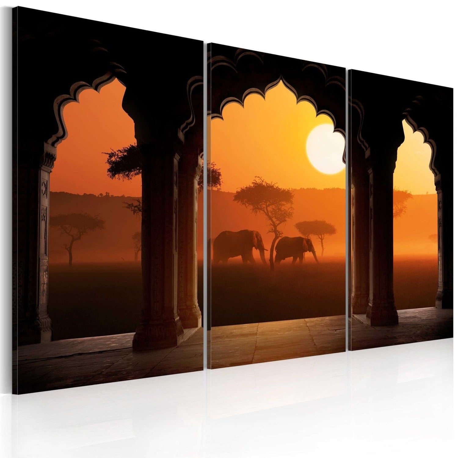 Stretched Canvas Landscape Art - The Tranquillity Of Africa 3 Piece-Tiptophomedecor