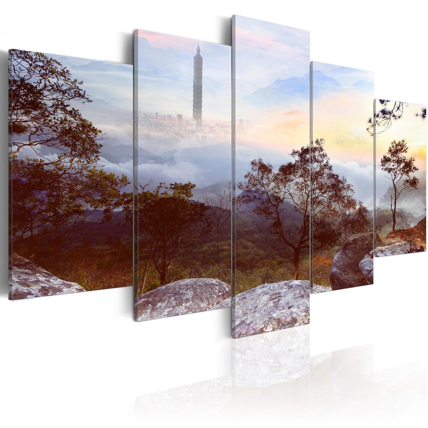 Stretched Canvas Landscape Art - Tower And Horizon-Tiptophomedecor
