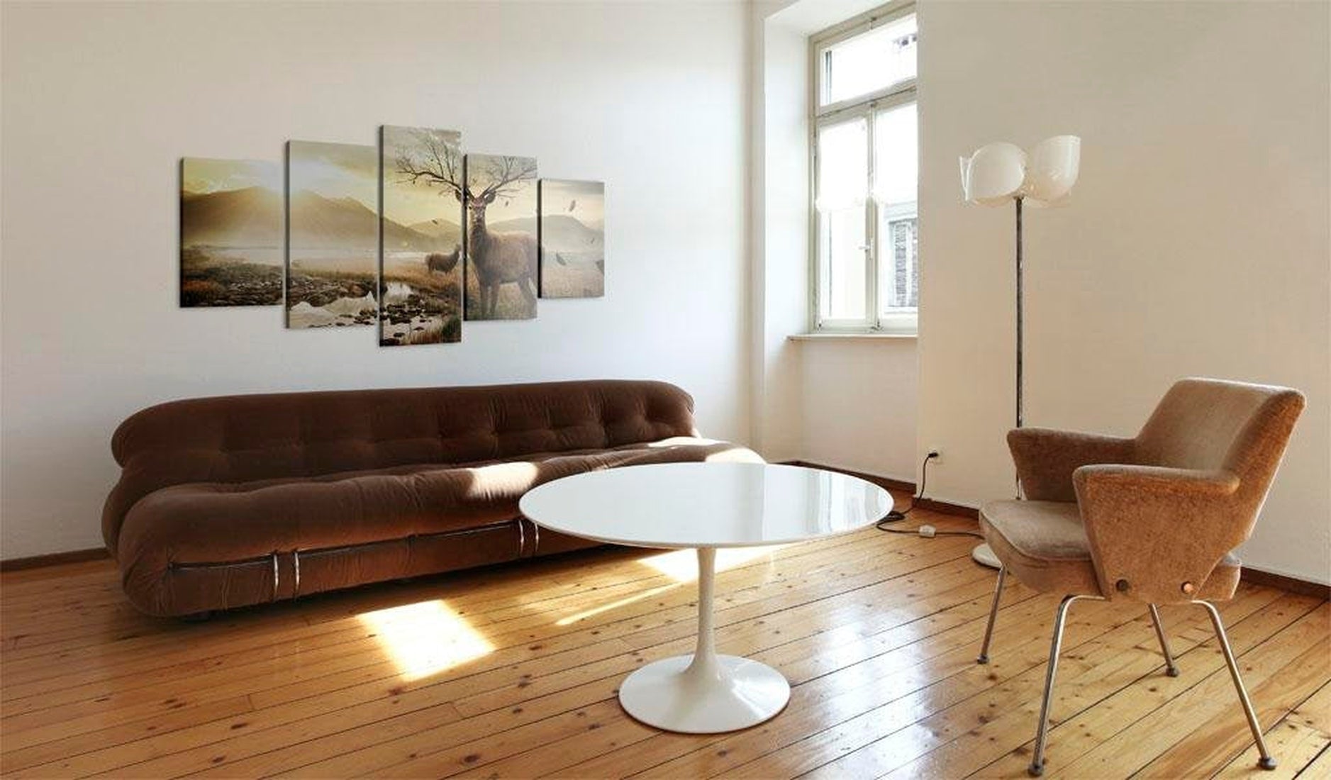 Stretched Canvas Landscape Art - Tundra And Deer-Tiptophomedecor