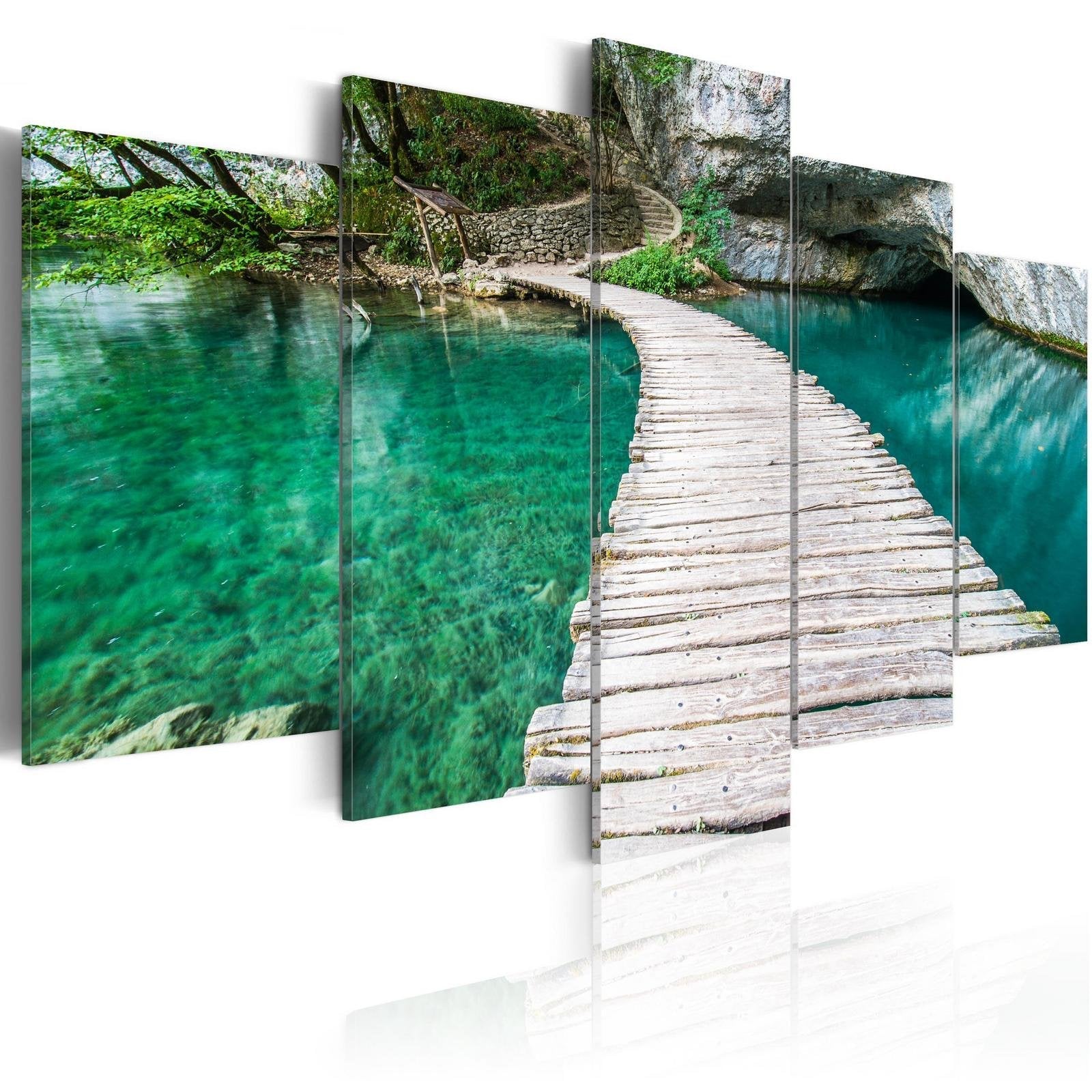 Stretched Canvas Landscape Art - Turquoise Lake-Tiptophomedecor