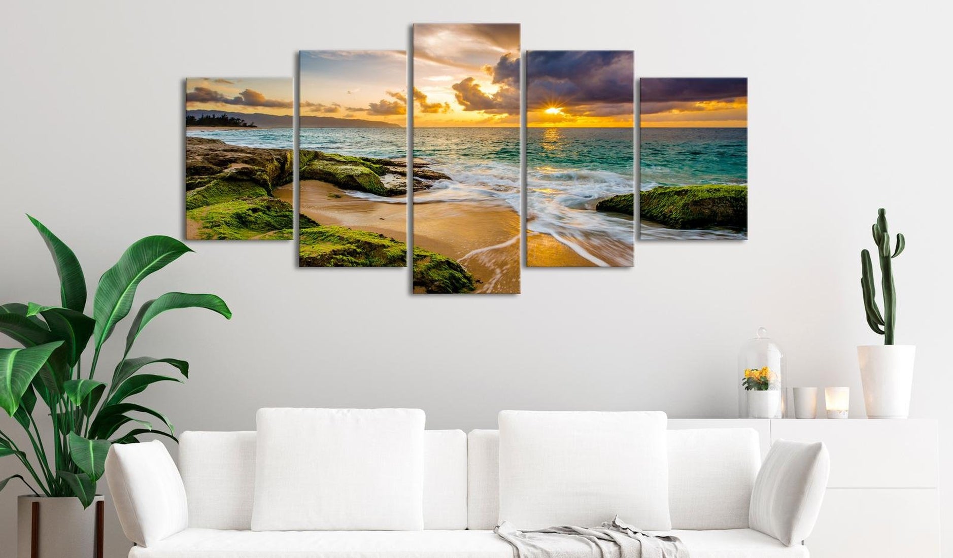 Stretched Canvas Landscape Art - Turquoise Sea 5 Piece-Tiptophomedecor