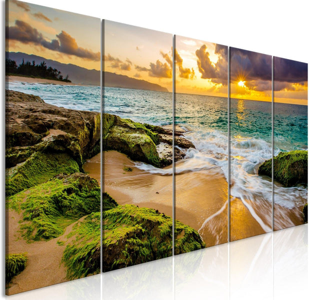 Stretched Canvas Landscape Art - Turquoise Sea Narrow-Tiptophomedecor