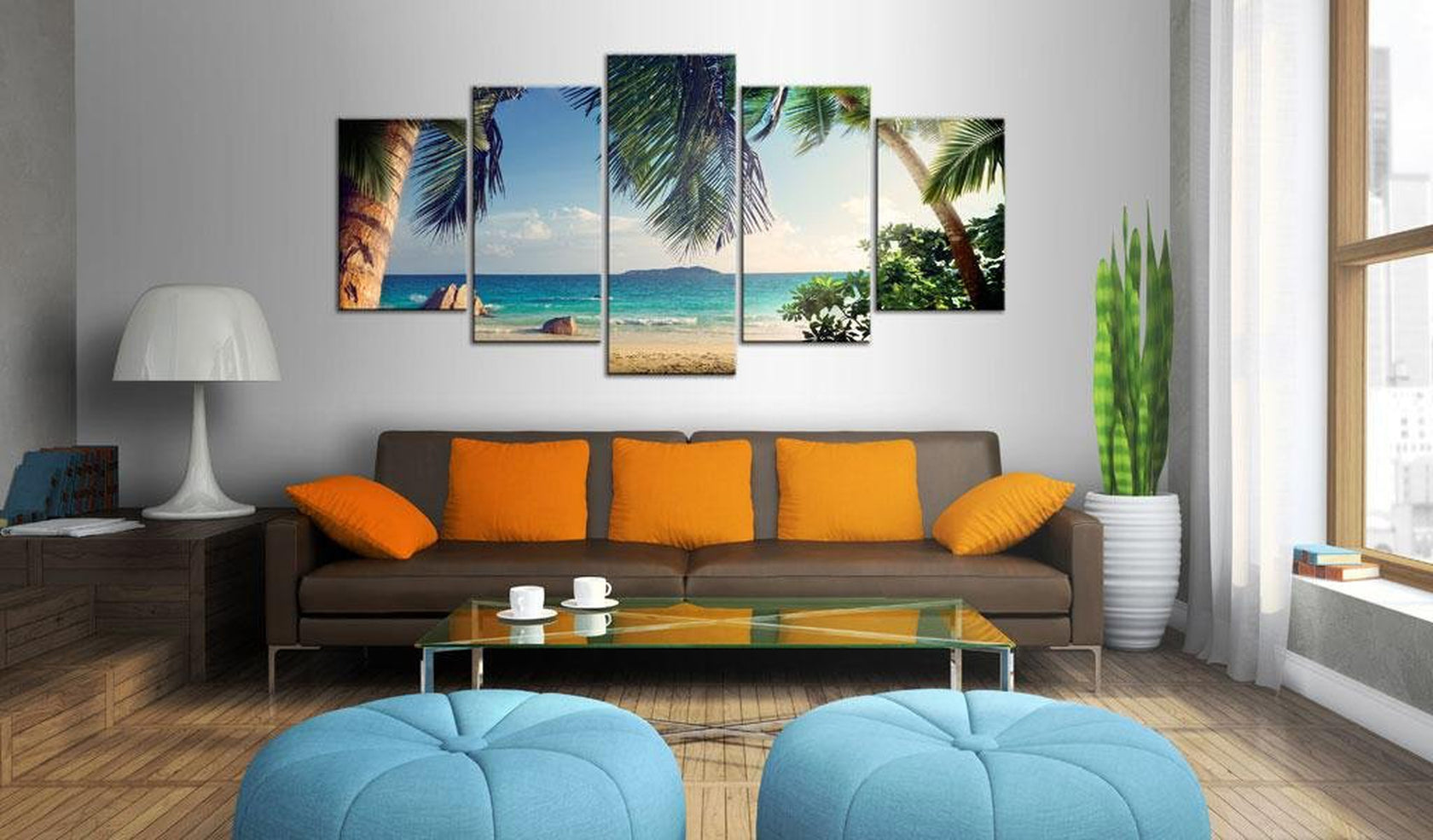 Stretched Canvas Landscape Art - Under Palm Trees-Tiptophomedecor