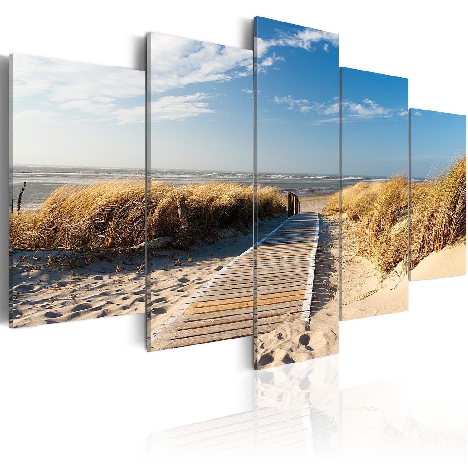 Stretched Canvas Landscape Art - Unguarded Beach 5 Piece-Tiptophomedecor