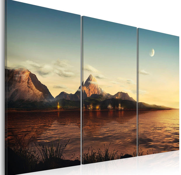 Stretched Canvas Landscape Art - Warm Evening In The Mountains-Tiptophomedecor
