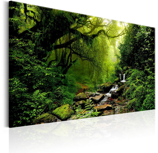 Stretched Canvas Landscape Art - Waterfall In The Forest-Tiptophomedecor