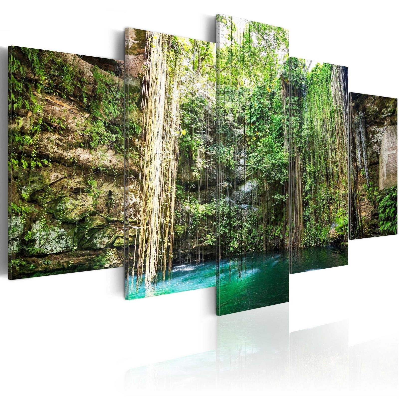 Stretched Canvas Landscape Art - Waterfall Of Trees-Tiptophomedecor