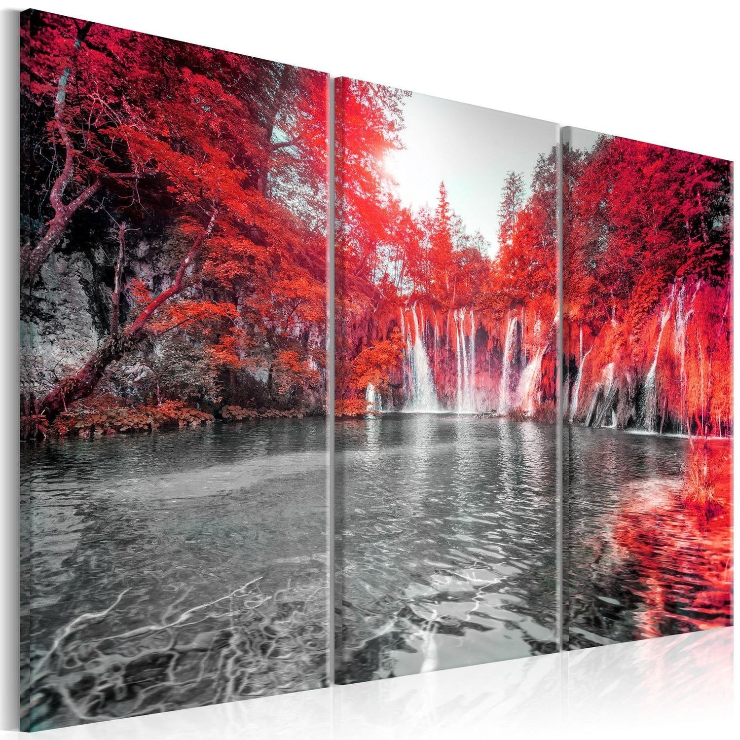 Stretched Canvas Landscape Art - Waterfalls Of Ruby Forest-Tiptophomedecor