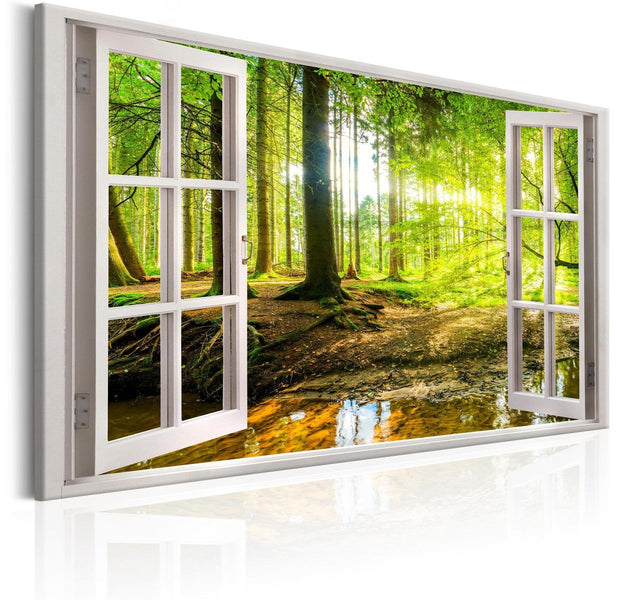 Stretched Canvas Landscape Art - Window: View On Forest-Tiptophomedecor