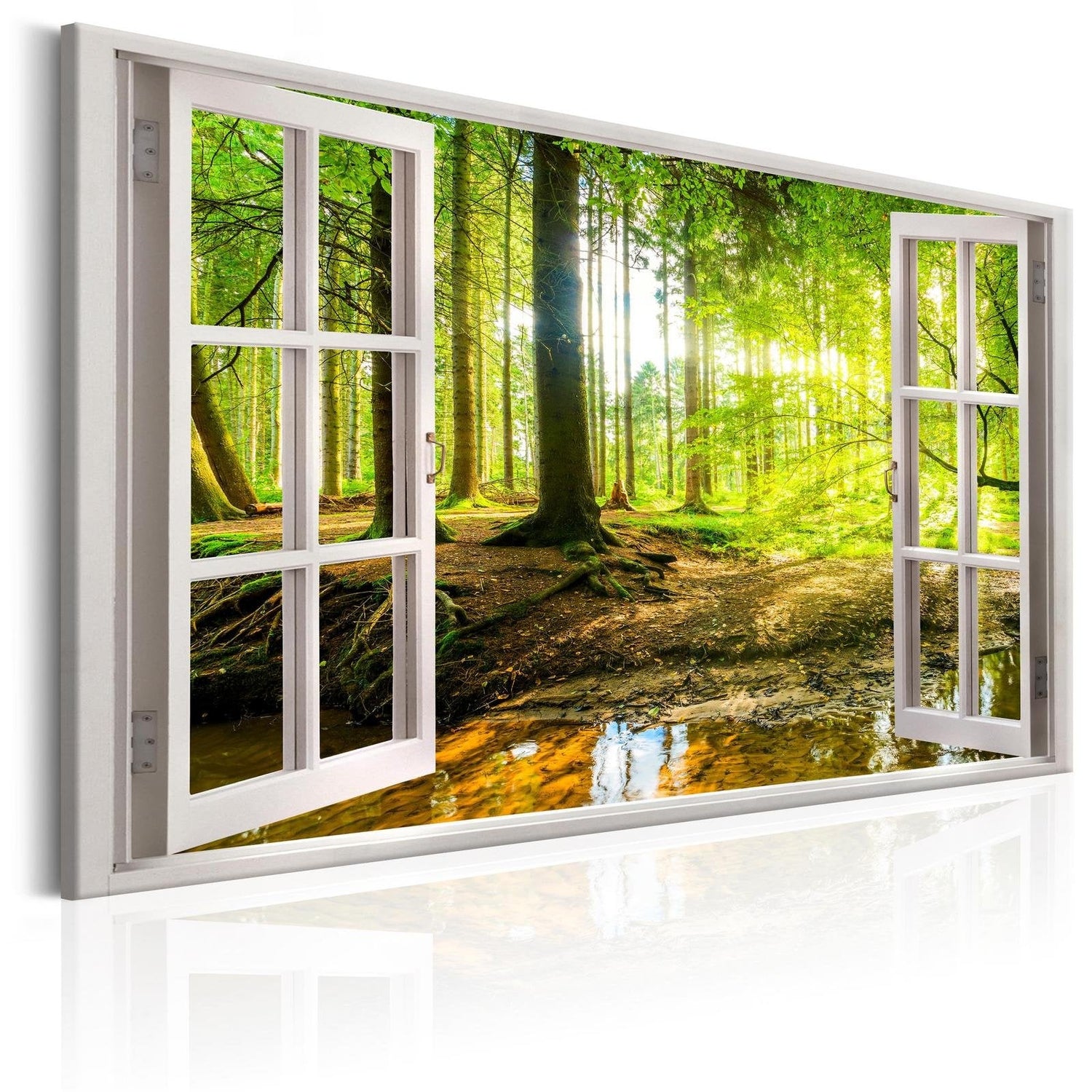 Stretched Canvas Landscape Art - Window: View On Forest-Tiptophomedecor