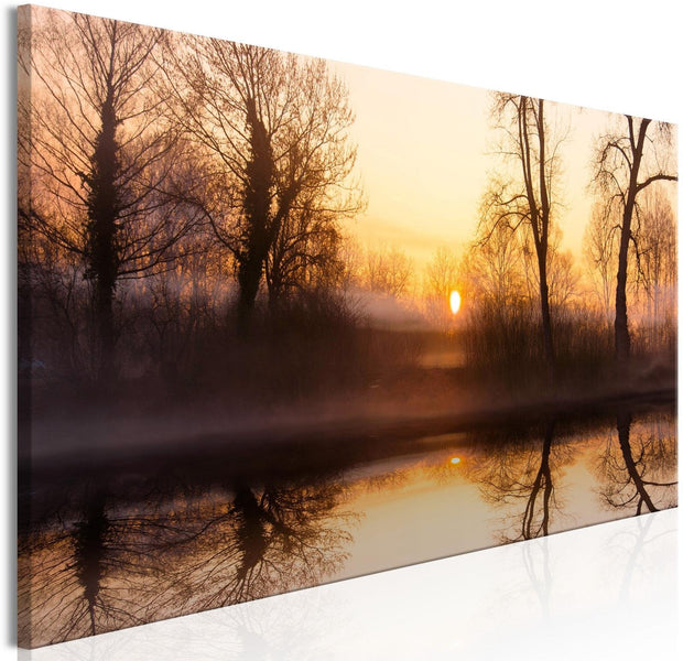 Stretched Canvas Landscape Art - Winter Sunset Narrow-Tiptophomedecor