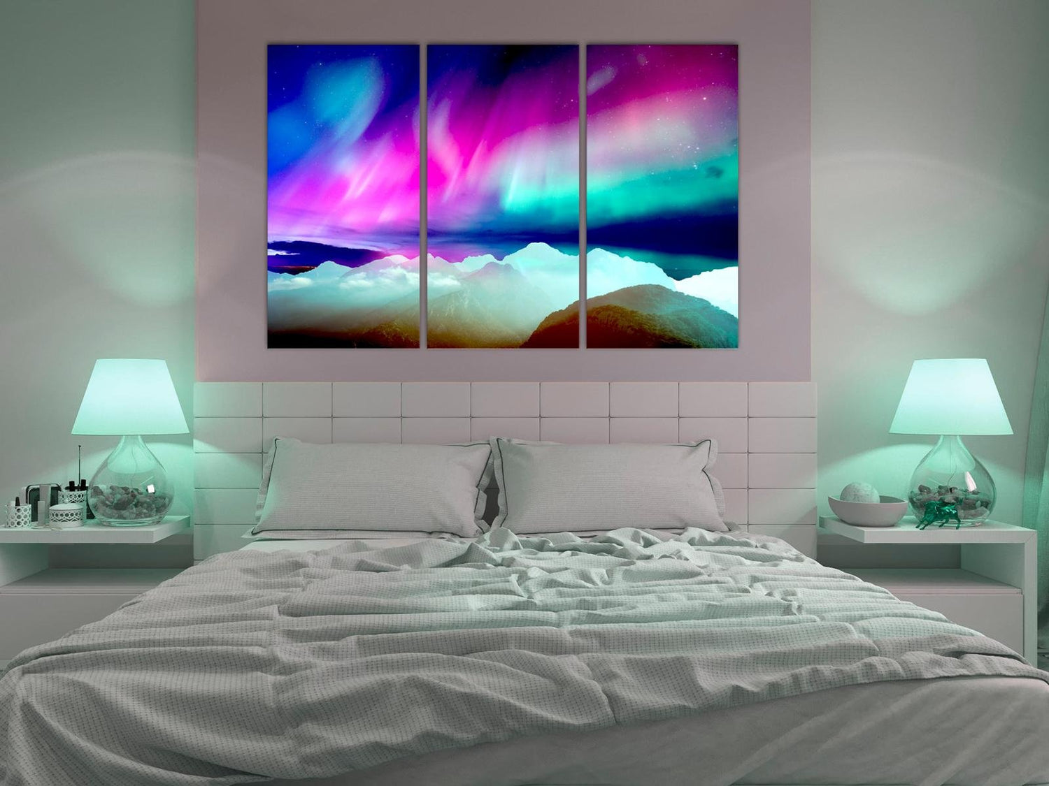Stretched Canvas Landscape Art - Wonderful Aurora-Tiptophomedecor
