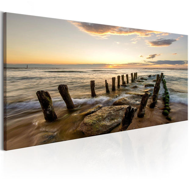 Stretched Canvas Landscape Art - Wooden Breakwaters-Tiptophomedecor