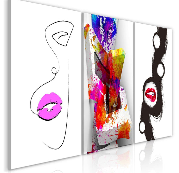 Stretched Canvas Nordic Art - Abstract Faces And Blocks-Tiptophomedecor