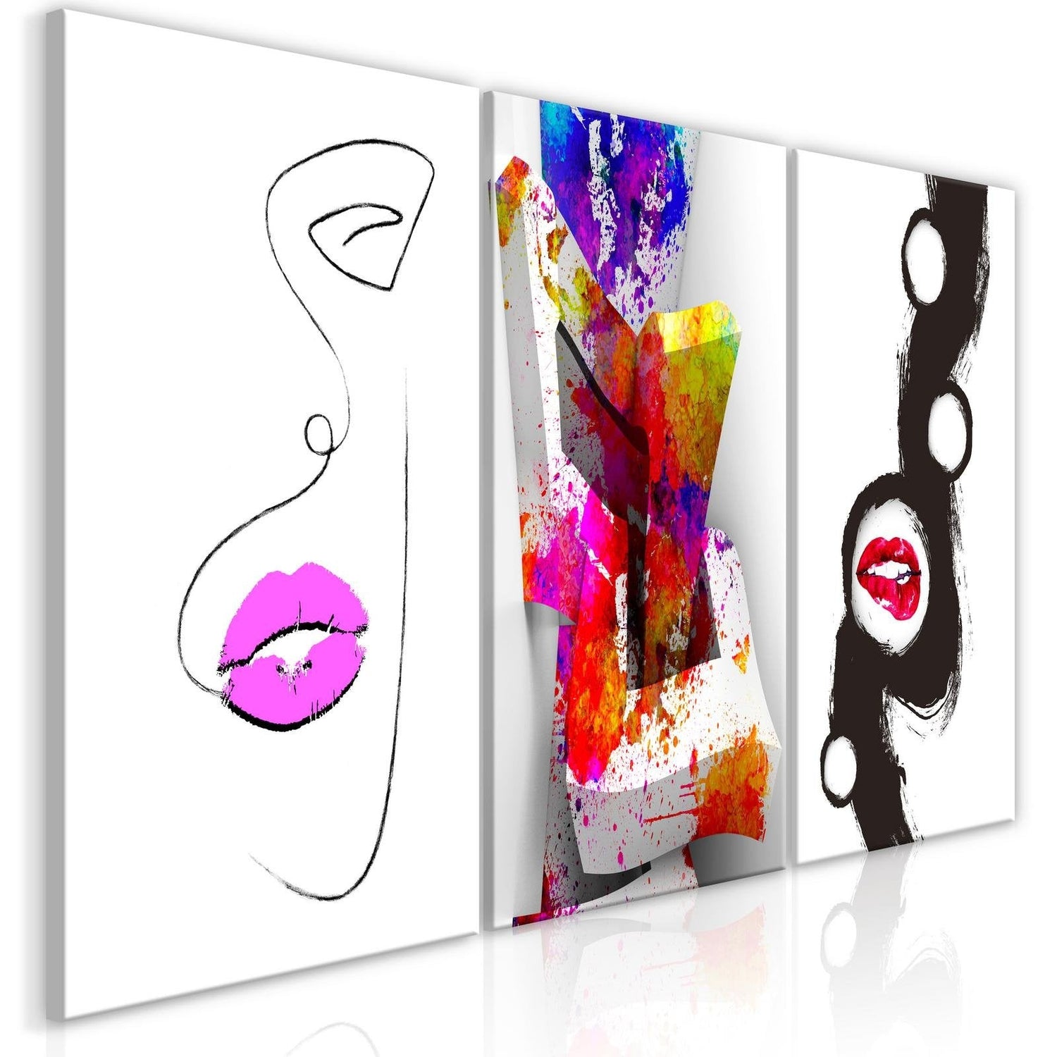 Stretched Canvas Nordic Art - Abstract Faces And Blocks-Tiptophomedecor