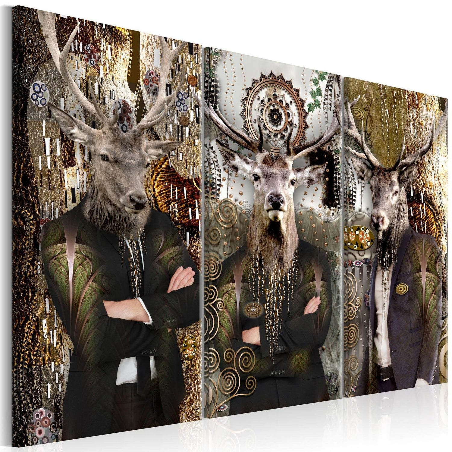 Stretched Canvas Nordic Art - Animal Trio Brown-Tiptophomedecor