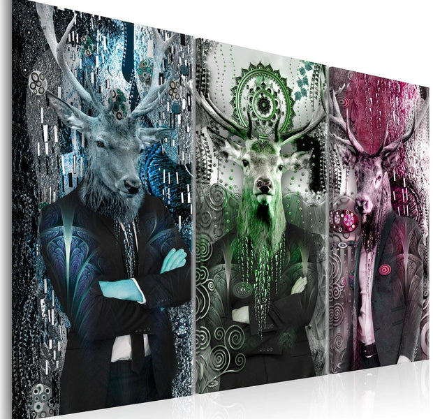 Stretched Canvas Nordic Art - Animal Trio Colorful-Tiptophomedecor