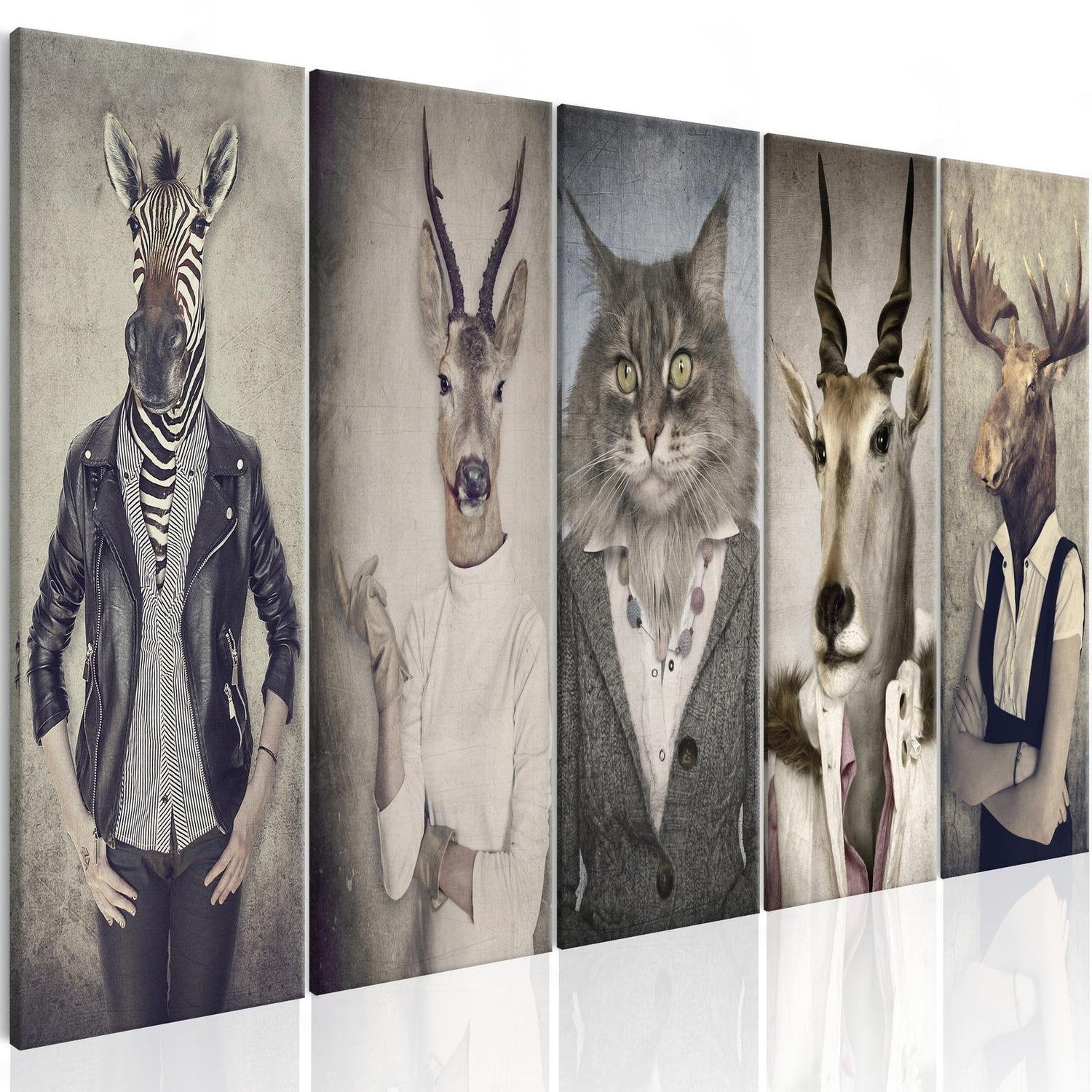 Stretched Canvas Nordic Art - Animals In Clothes-Tiptophomedecor