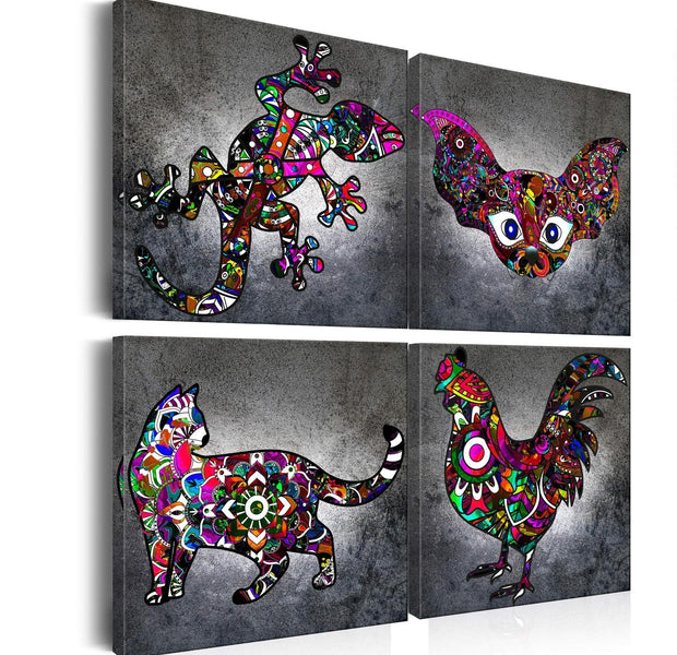 Stretched Canvas Nordic Art - Animals in Mandala-Tiptophomedecor