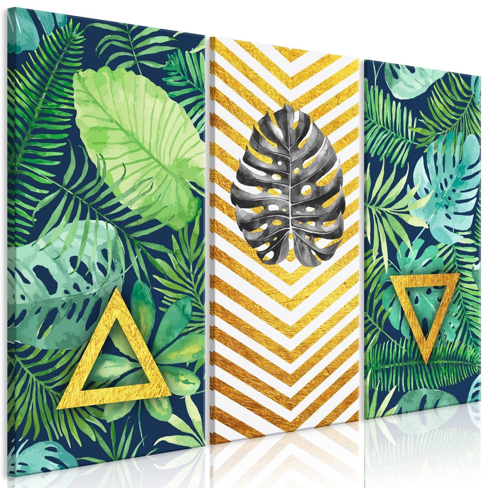 Stretched Canvas Nordic Art - Botanical Golden Triangle-Tiptophomedecor