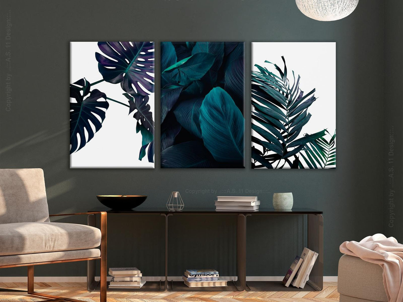 Stretched Canvas Nordic Art - Cold Leaves-Tiptophomedecor