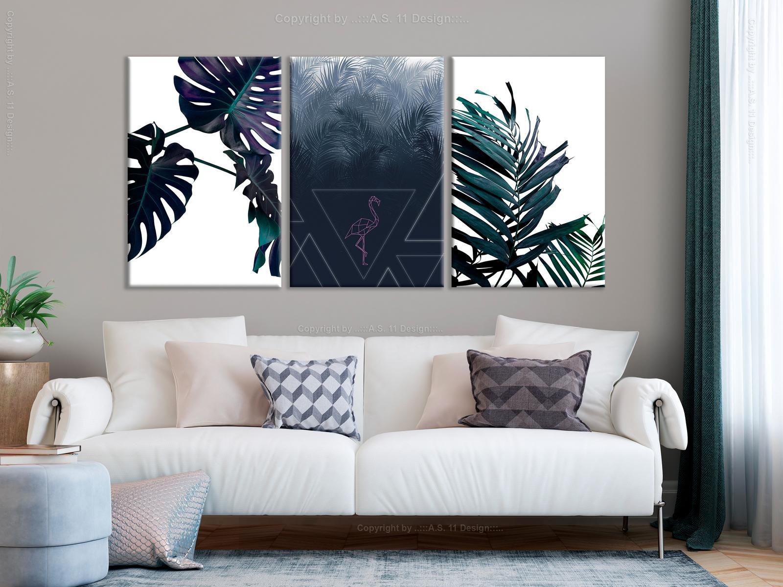 Stretched Canvas Nordic Art - Cool Leaves-Tiptophomedecor