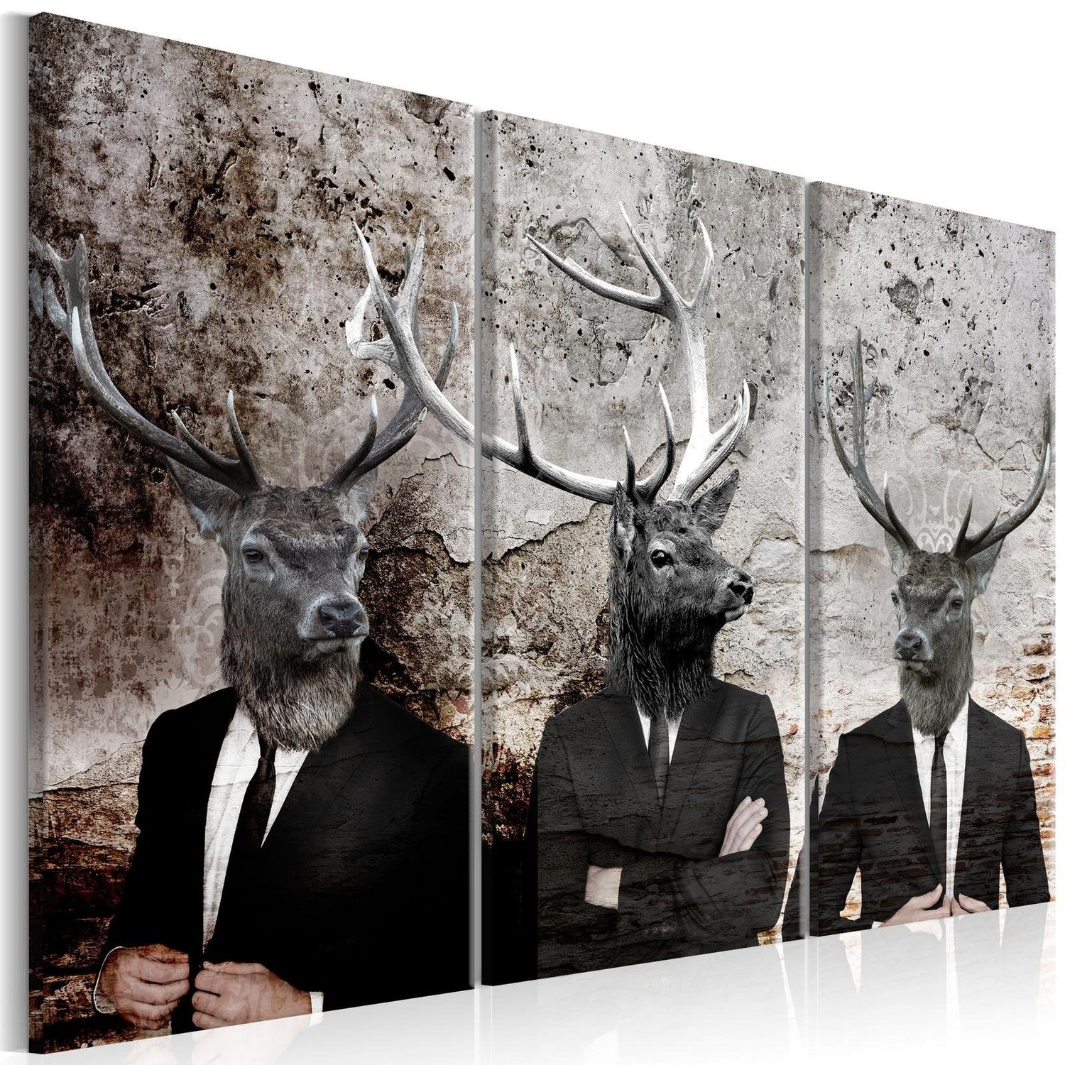 Stretched Canvas Nordic Art - Deer In Suits-Tiptophomedecor