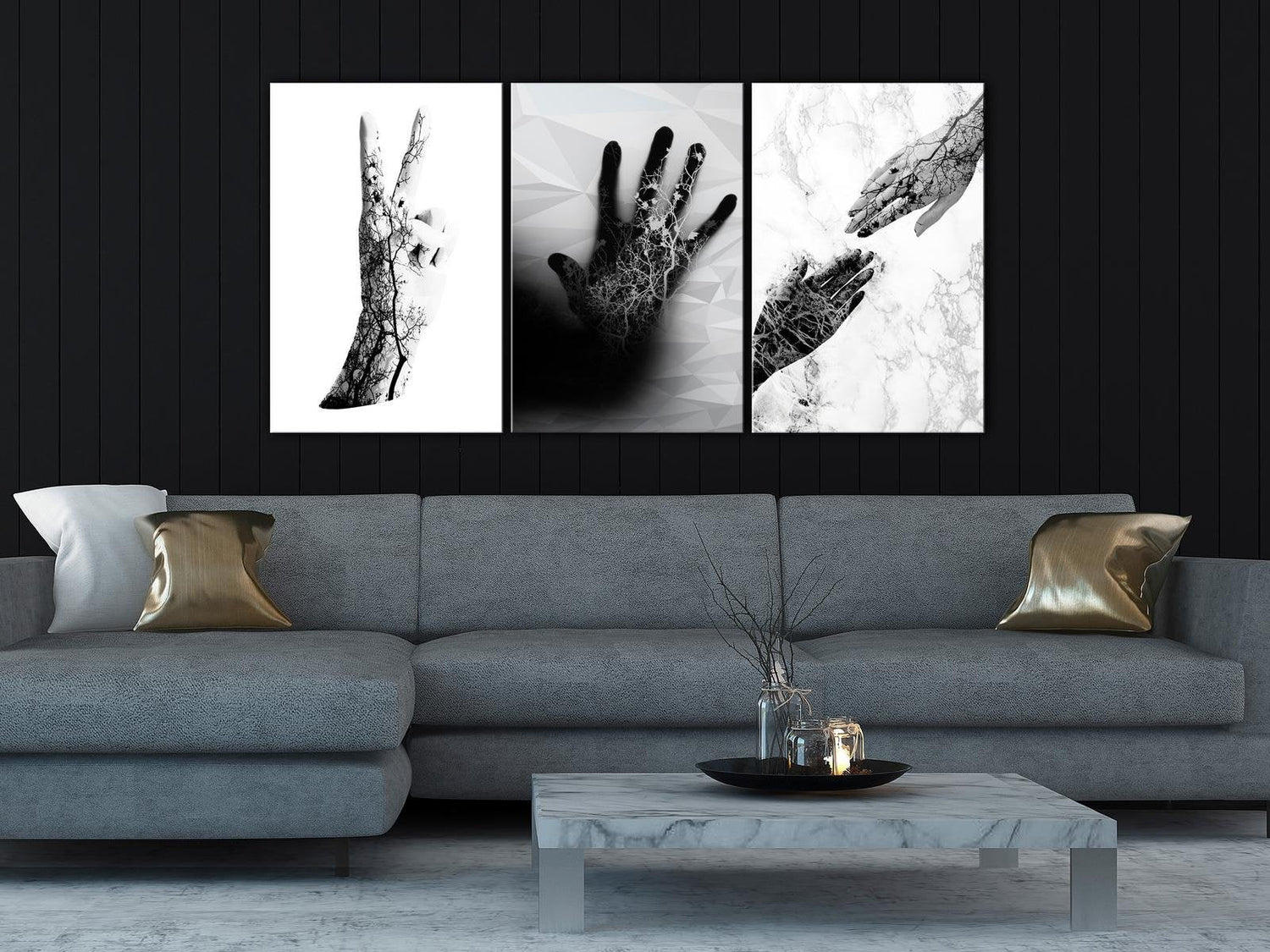 Stretched Canvas Nordic Art - Female Hands-Tiptophomedecor