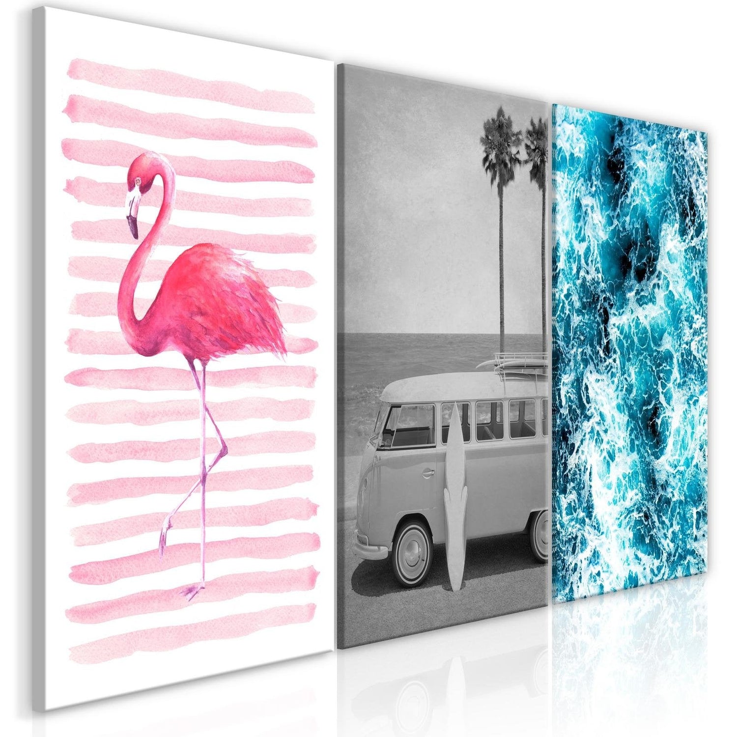 Stretched Canvas Nordic Art - Flamingo Ocean Holiday-Tiptophomedecor