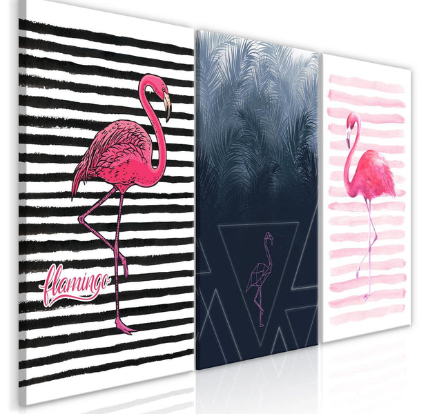 Stretched Canvas Nordic Art - Flamingos-Tiptophomedecor