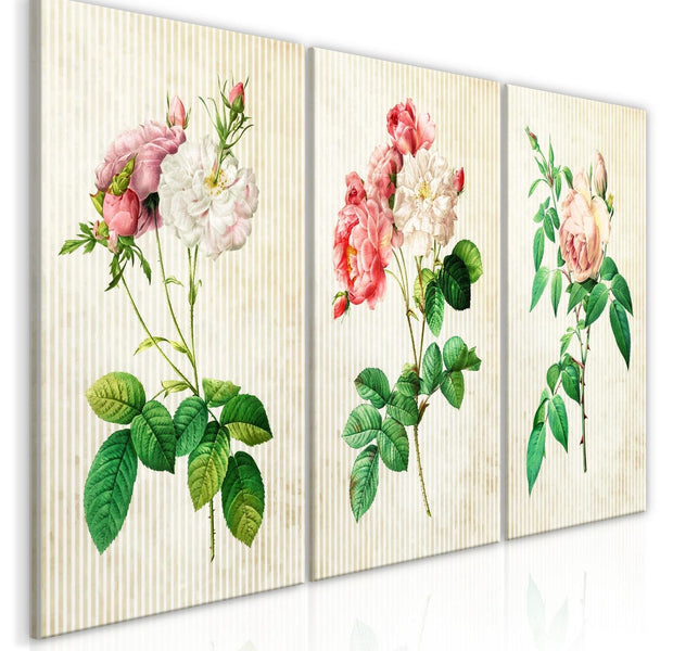 Stretched Canvas Nordic Art - Floral Trio-Tiptophomedecor