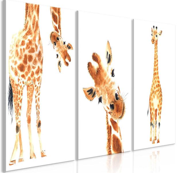 Stretched Canvas Nordic Art - Funny Giraffes-Tiptophomedecor