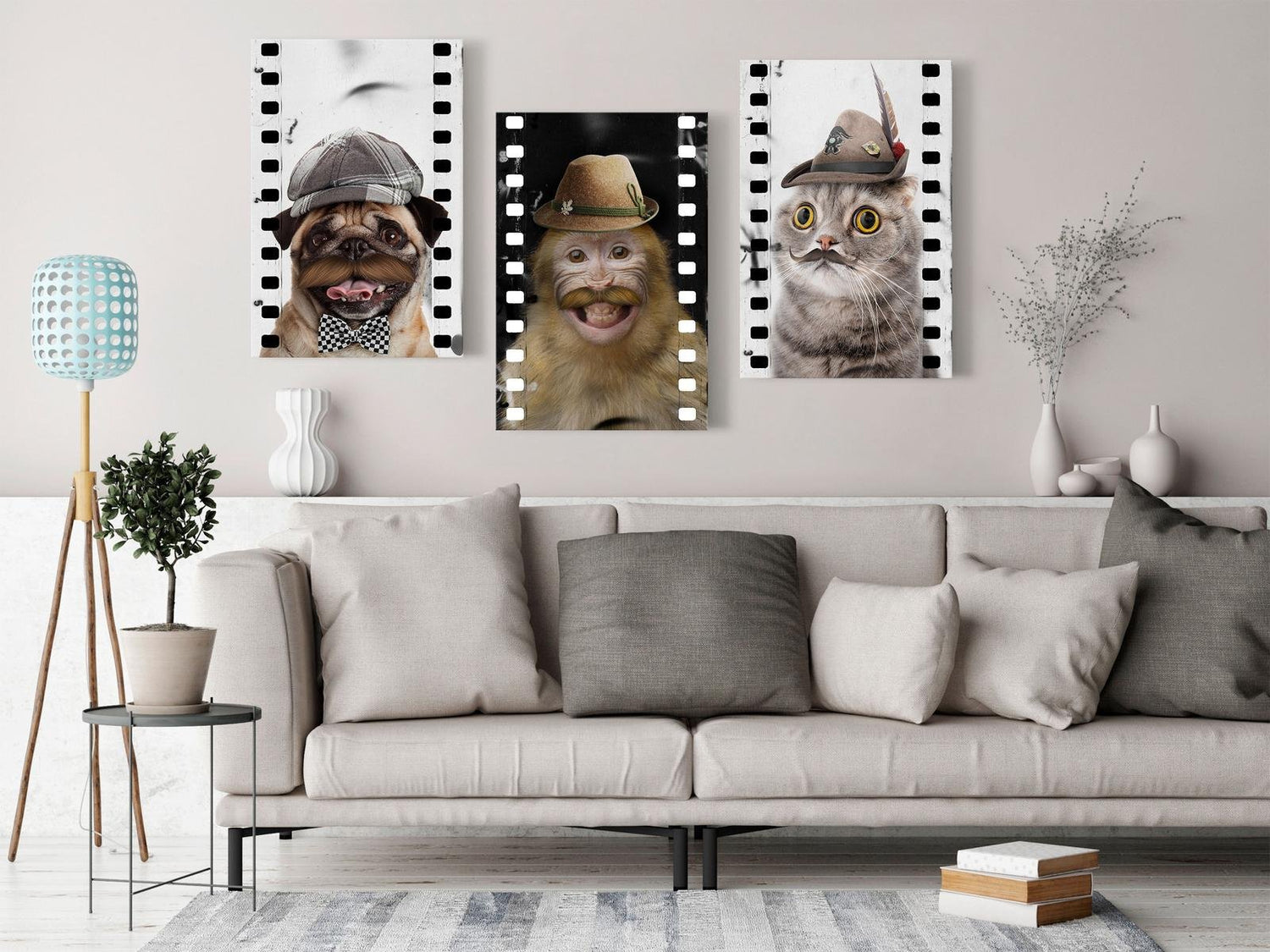 Stretched Canvas Nordic Art - Funny Pets-Tiptophomedecor