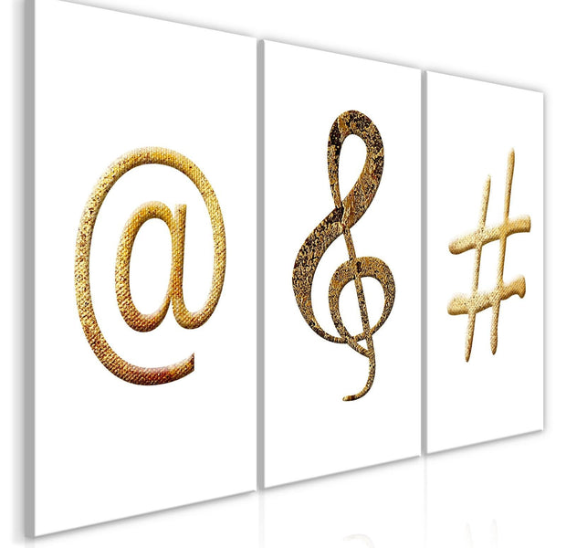 Stretched Canvas Nordic Art - Golden Signs-Tiptophomedecor