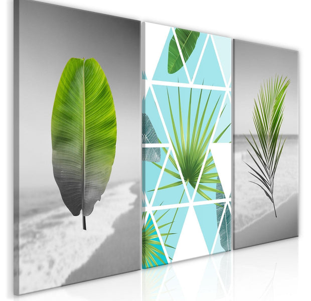 Stretched Canvas Nordic Art - Leaves On The Beach-Tiptophomedecor